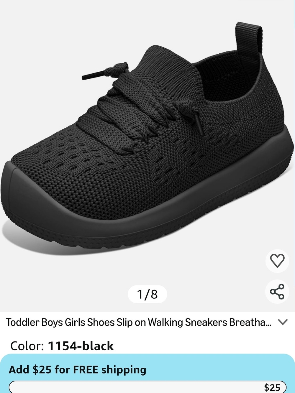 🆕️ Kids Unisex Black Slip-On Knit Walking Sneakers